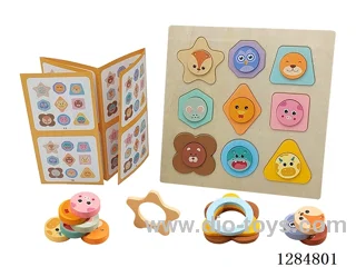 Wooden Animal Puzzle & Geometric Tiles