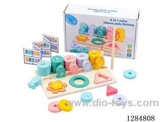 Wooden Fishing Puzzle with Stacks 3-in-1