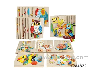 Wooden Colorful Snap-Together 3D Puzzles (Various Styles)