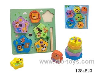 Wooden Animal Pillar-Stacking Puzzles (Various Styles)