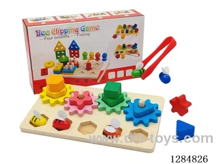 Wooden Bee Catching/Rotating Stacking Game 2-in-1