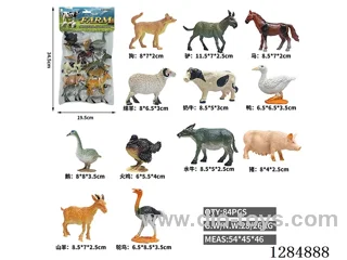 12 Medium Hollow Farm Animals