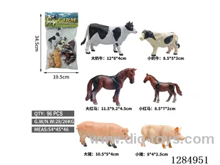 6 Large and Medium Hollow Farm Animals
