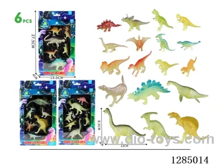 Glow-in-the-Dark Dinosaurs, 6-PCS Set in Window Box (Assorted 3 Styles)