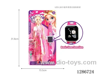 LED Children's Cartoon Watch Barbie Doll Set