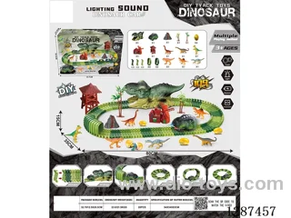 Dinosaur Track Devourer + Electric T-Rex Car with Lights Not included batteries (109 PCS)