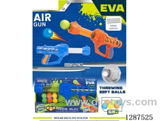 Spring-Powered ABS Mechanical (Blue and Orange) Dual-Use Air Gun (6 Balls, 6 EVA bullets)