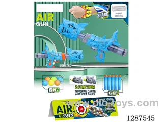 Spring-Powered Shark (Blue) Dual-Use Air-Powered Gun (6 balls, 6 EVA bullets)