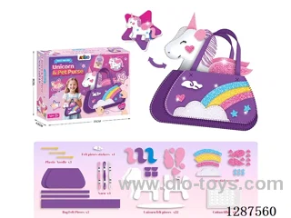 2-in-1 Kids’ Handmade Felt Sewing set - DIY Felt Tote Bag + 3D Felt Unicorn Plush Toy