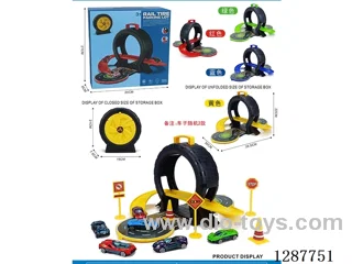 Wheel Storage Box + 2 alloy Cars + 5 Road Signs