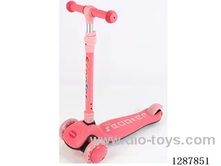 Scooter - 35 Cap Wheels, Soft Rubber Non-Slip, Lights & Music, Folds in a Second, 4-Level Adjustment, Full-Cover Deck - Pink/Blue/Yellow/Green