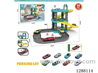 50PCS City Parking Lot with Alloy Cars