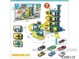 98PCSCity Parking Lot with 3 Plastic Cars