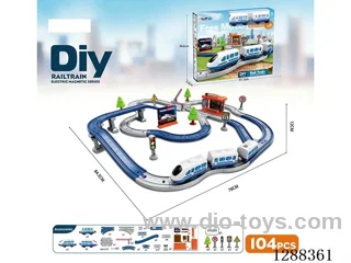 DIY Assembled Electric Track Train/104PCS with music not included battery