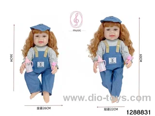 24-inch 60CM eco-friendly vinyl doll with IC /touch-sensitive sounding (feet are filled with cotton)