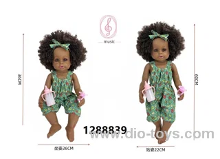 24 inch Black baby doll with IC sound in PVC header bag