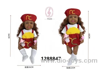 24 inch Black baby doll with IC sound in PVC header bag