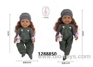 24 inch Black baby doll with IC sound in PVC header bag