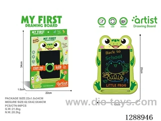 Frog LCD Drawing Board, One-Button Clear, included battery (1 x 3V CR2025 button cell battery)