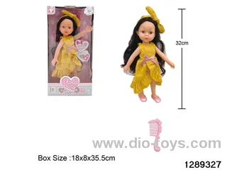 32cm girl doll with comb accessories in window box