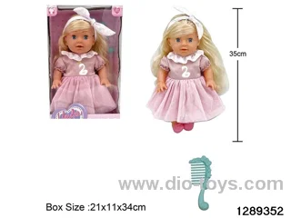 35cm girl doll with comb accessories in window box