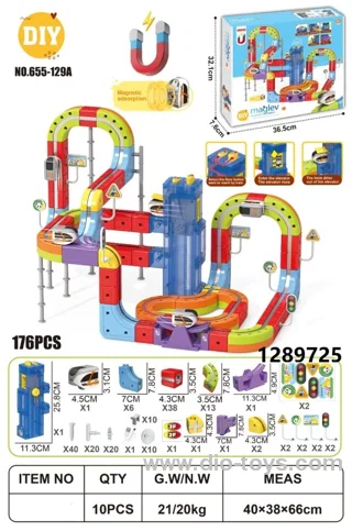 DIY Magnetic track toy 176 pcs in color box