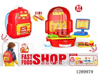 Hamburger-Themed Backpack/School Bag Set, 27PCS
