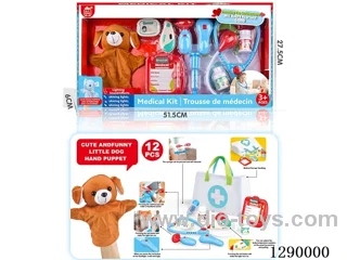Doctor Hand Puppet Set with Cloth Storage Bag (W L/M, included battery)