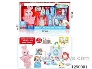 Doctor Hand Puppet Set with Cloth Storage Bag (W L/M, included battery)