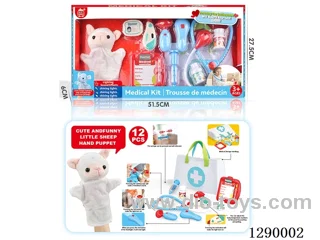 Doctor Hand Puppet Set with Cloth Storage Bag (W L/M, included battery)