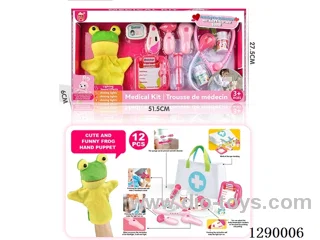 Doctor Hand Puppet Set with Cloth Storage Bag (W L/M, included battery)