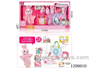 Doctor Hand Puppet Set with Cloth Storage Bag (W L/M, included battery)