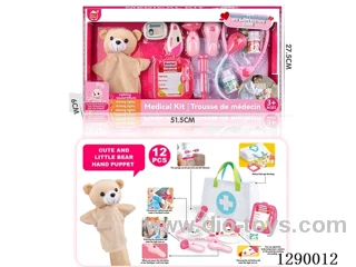 Doctor Hand Puppet Set with Cloth Storage Bag (W L/M, included battery)