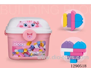 Pink Storage Bucket Building Blocks  Assorted Colors, 450g (White, Yellow, Blue, Pink, Purple)    (Approx. 75 pcs)  (Bulk-Purchase Special)