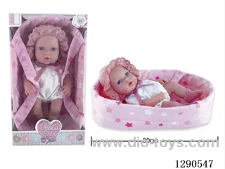 12-inch newborn vinyl doll with cradle