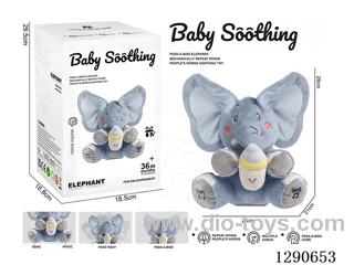 14-inch Motorized Plush Blue Elephant (Sings + Parrots, 3x AA Batteries)