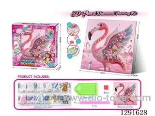 5D Rhinestone and Pearl Decorative Painting - Flamingo