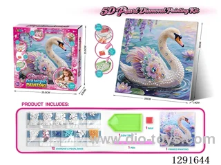 5D Rhinestone and Pearl Decorative Painting - Swan