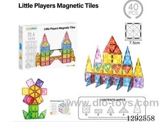 7.5CM Magnetic Tiles, Diamond-Cut, 40PCS