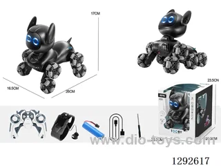 8ch RC Robot Dog (Painted Version) - Black - Dual Mode