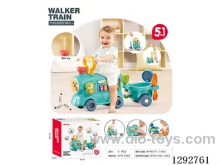 5-in-1 Steam Toy Train Walker with Upgraded Rocking Horse (Blue)