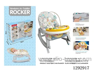 3-in-1 Musical Vibrating Baby Rocker + Feeding Tray + Crib Mobile with Electronic Keyboard