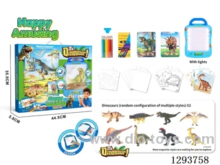 Dinosaur Writing Board Rub-On Marker Set (With Lights)