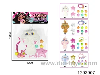 Girls' Gift Set: Hair Ties + Hair Clips + New Plush Kitten Keychain
