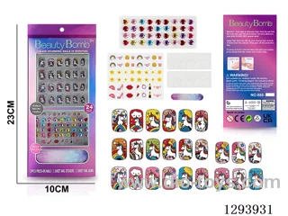 UV Artificial Nail Set with Rhinestones and 3D Film