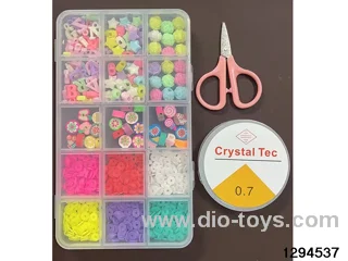 15-compartment beaded box with large and small ceramic shardsIncludes scissors and a wire box)