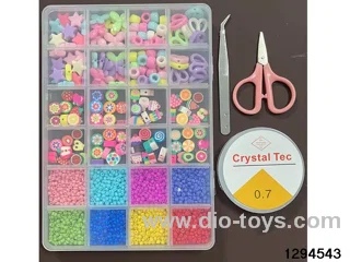 24-compartment fine bead + large ceramic shard bead box (Includes scissors, thread box, and clips.)
