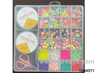 2-compartment box with 26 small ceramic shards, regular beads, and large ceramic shard beading.