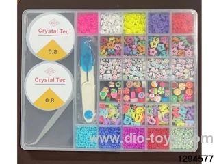 with 2 large 28 compartments (With large scissorsLetters + regular beads + large ceramic shards + small ceramic shardsbeaded box