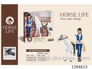 White Electric Large Horse + Articulated 29CM Solid-Body Figure(Horse Neighs and Hoofbeats)(3 AA batteries included)